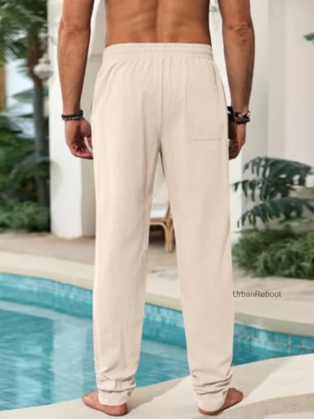 Men's Cotton Kaftan Thobe Pants | Elastic Waist Drawstring Tapered Trousers Yoga